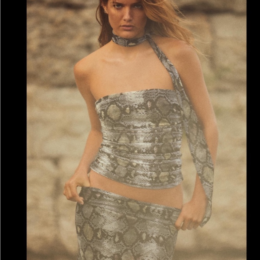 Zara Snake Print Wrap Top and scarf